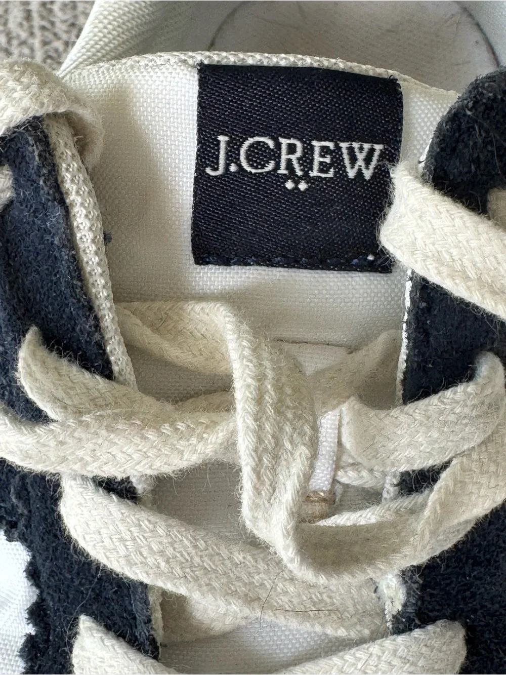 J. Crew Navy and White Suede Trim Nylon Lace Up Sneakers Tennis Shoes Size 7